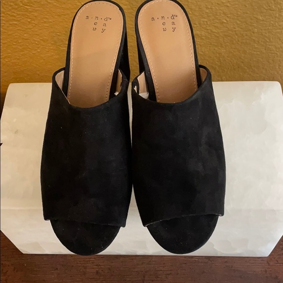 a•new•day Black suede open toe mule. Sz 8 - Picture 4 of 5